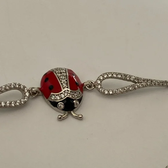 🐞 925 Silver ladybug cz stones bracelet 🐞